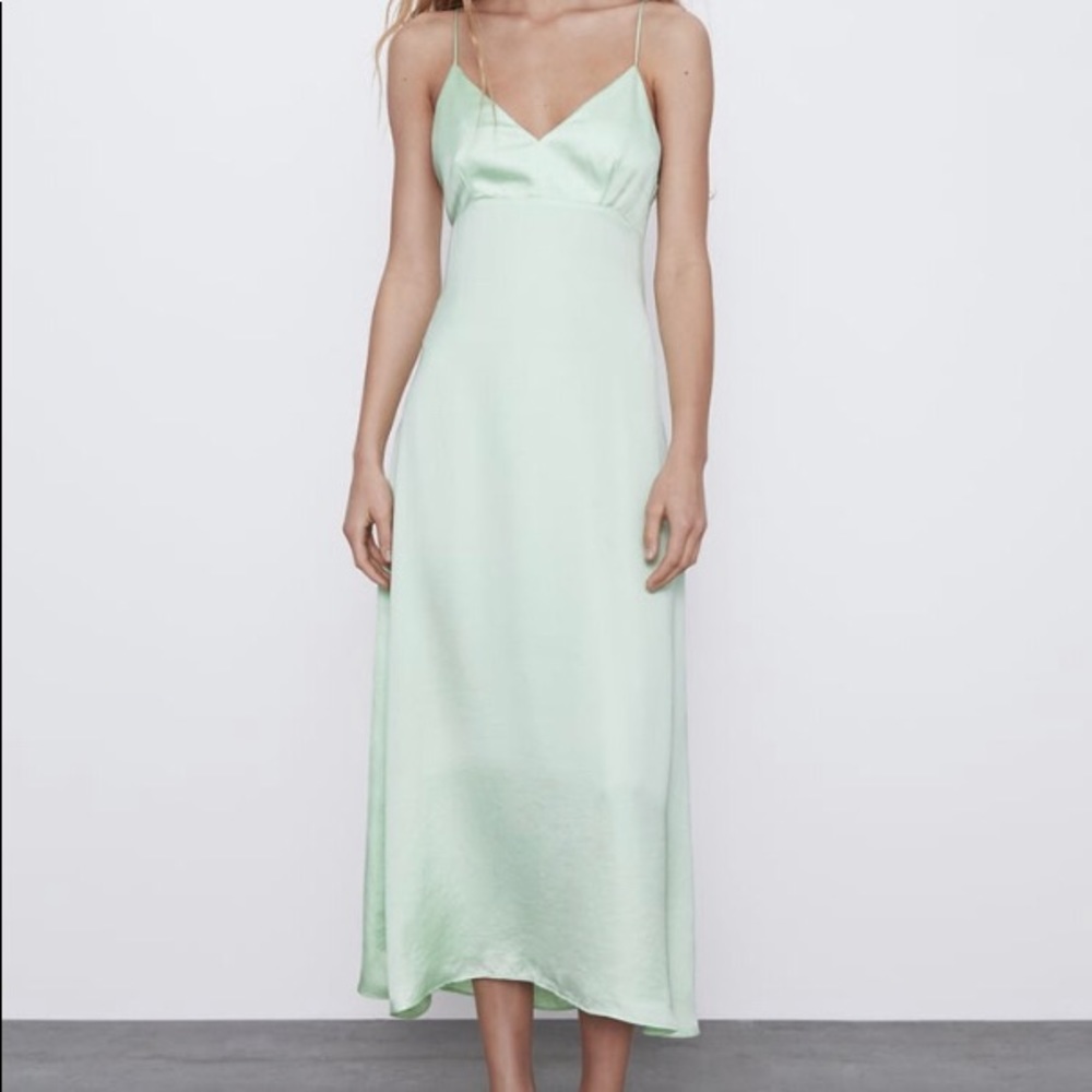 Zara satin cut out detail dress trf y2k